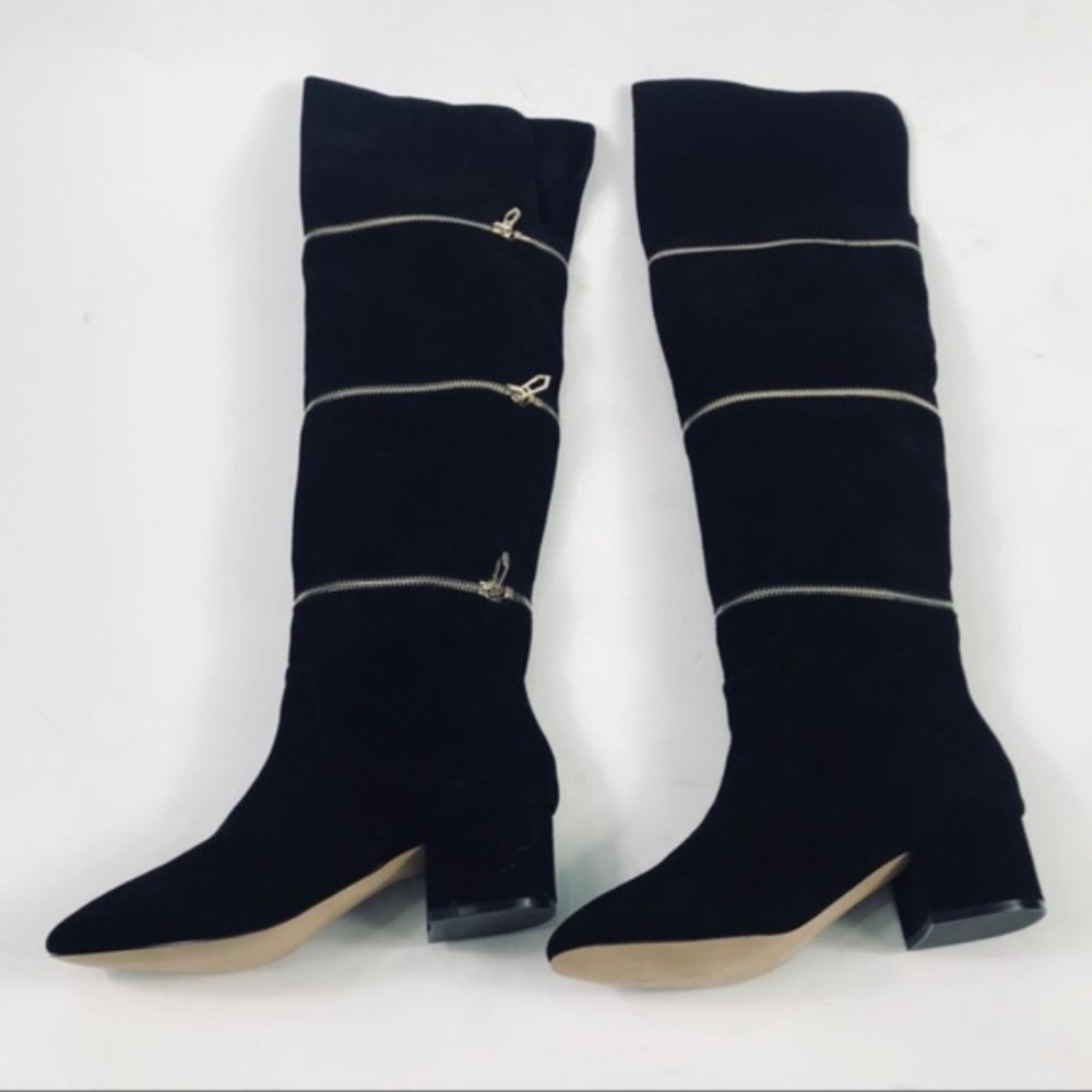Botkier Black Suede Gold Zipper Over the Knee Boots Size 8 Brand New - Picture 5 of 8